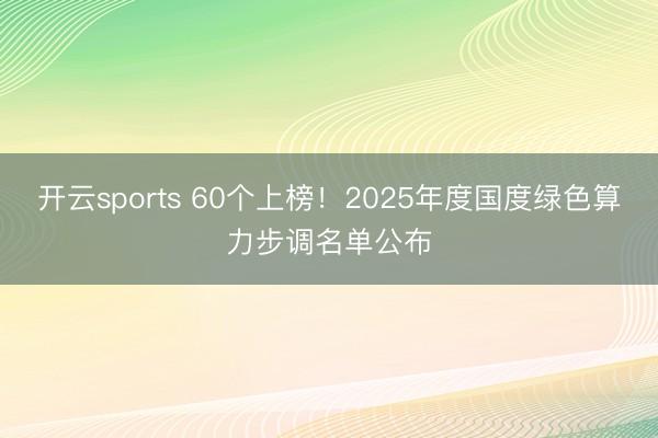 开云sports 60个上榜！2025年度国度绿色算力步调名单公布
