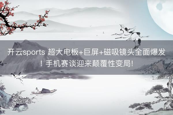 开云sports 超大电板+巨屏+磁吸镜头全面爆发! 手机赛谈迎来颠覆性变局!