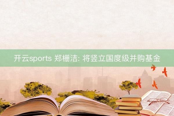开云sports 郑栅洁: 将竖立国度级并购基金